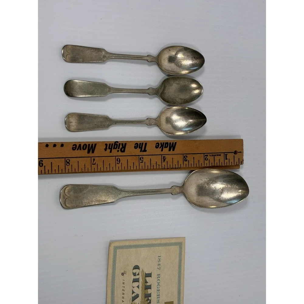 1847 Rogers Bros Silverplate Flatware 18pc Fiddle Pattern Forks Spoons Knives